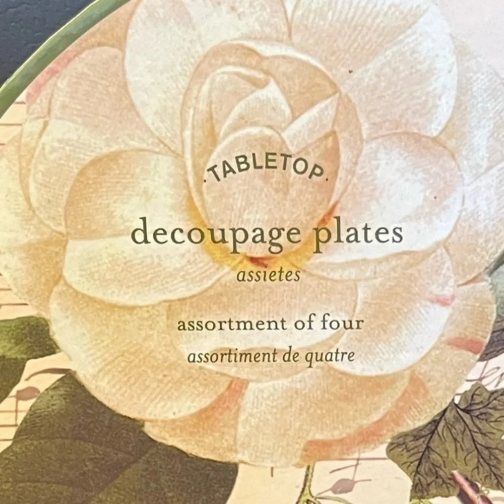 Pottery Barn 8” Bird Decoupage Plates Set of 4